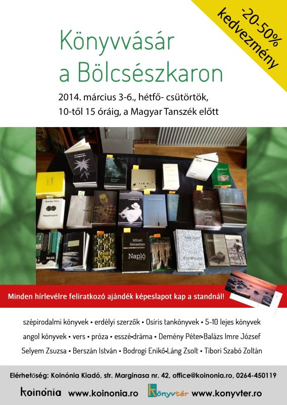 Koinónia könyvek kedvezményes vására a Bölcsészkaron Koinónia könyvek kedvezményes vására a Bölcsészkaron